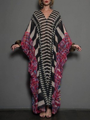 Condividi Copricostume Caftano Lungo Donna Mare Woman Boho Chic Kaftan COV0264